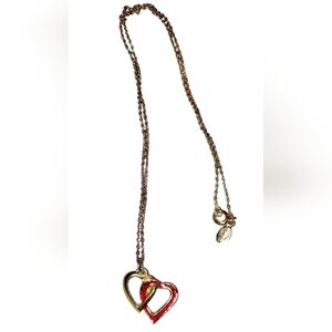 Avon Gold tone and Red Heart Pendant Necklace